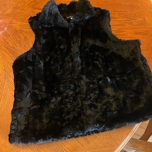 Black Faux Fur Vest - Large